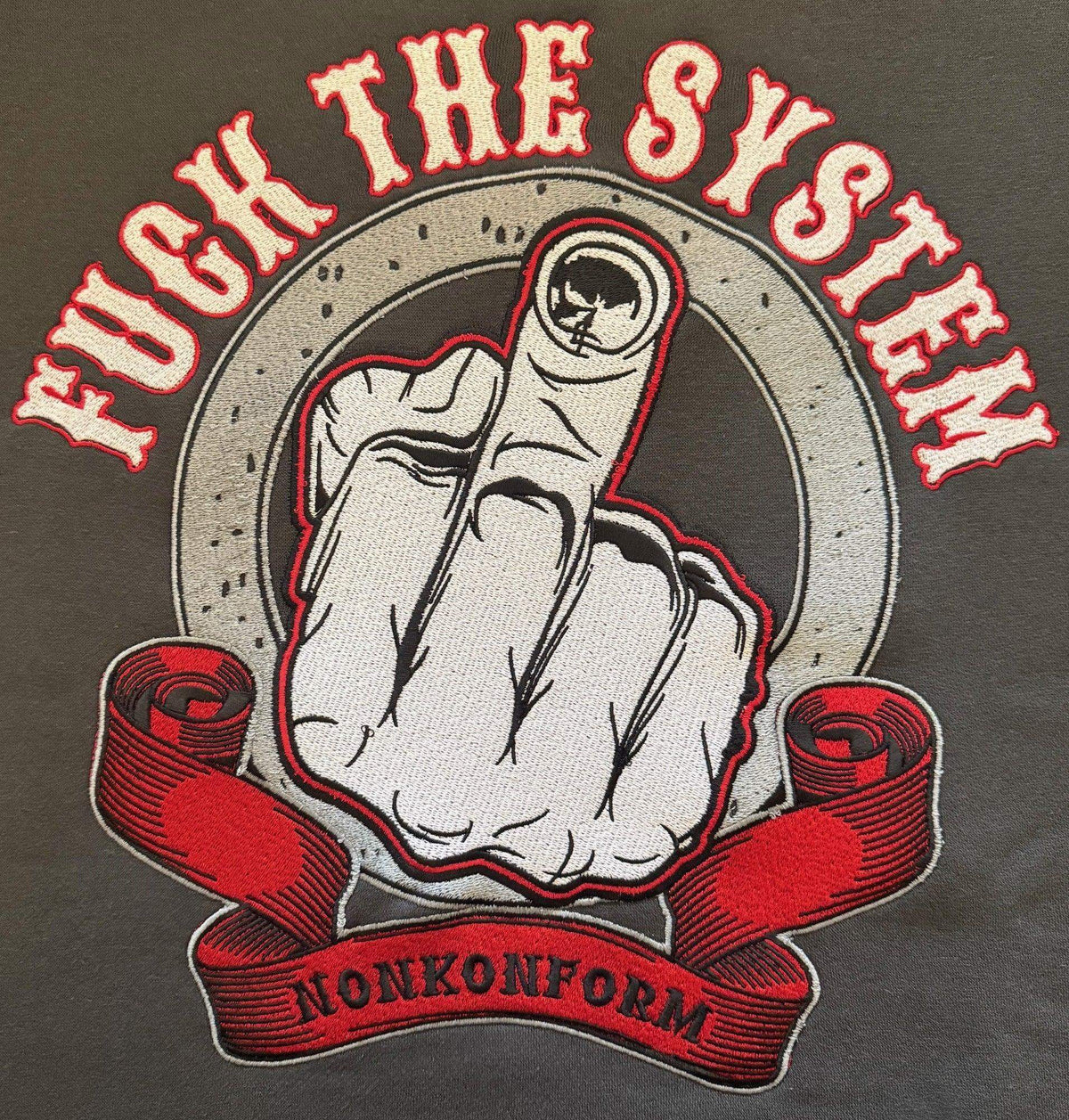 bestickter Hoodie Fuck The System